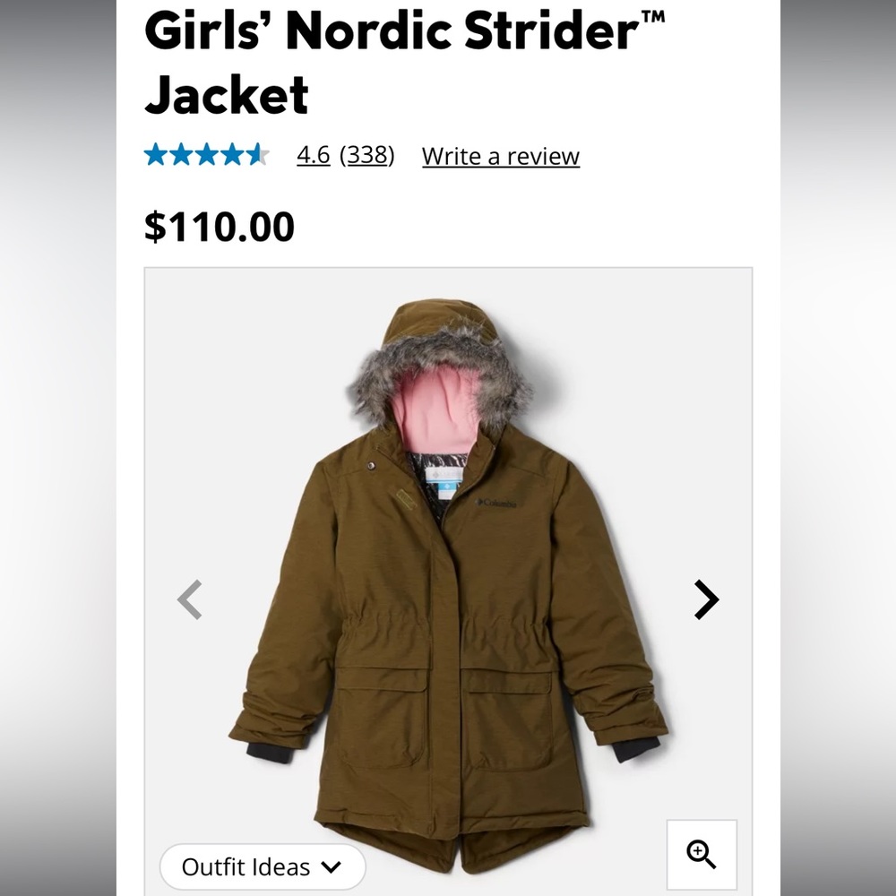 Columbia Girls Nordic Strider Insulated Jacket Fur Lined Hood Waterproof